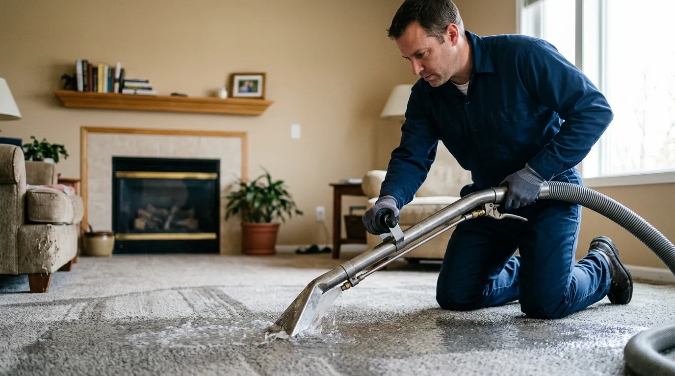 Water damage restoration technician working near Palmyra, NY